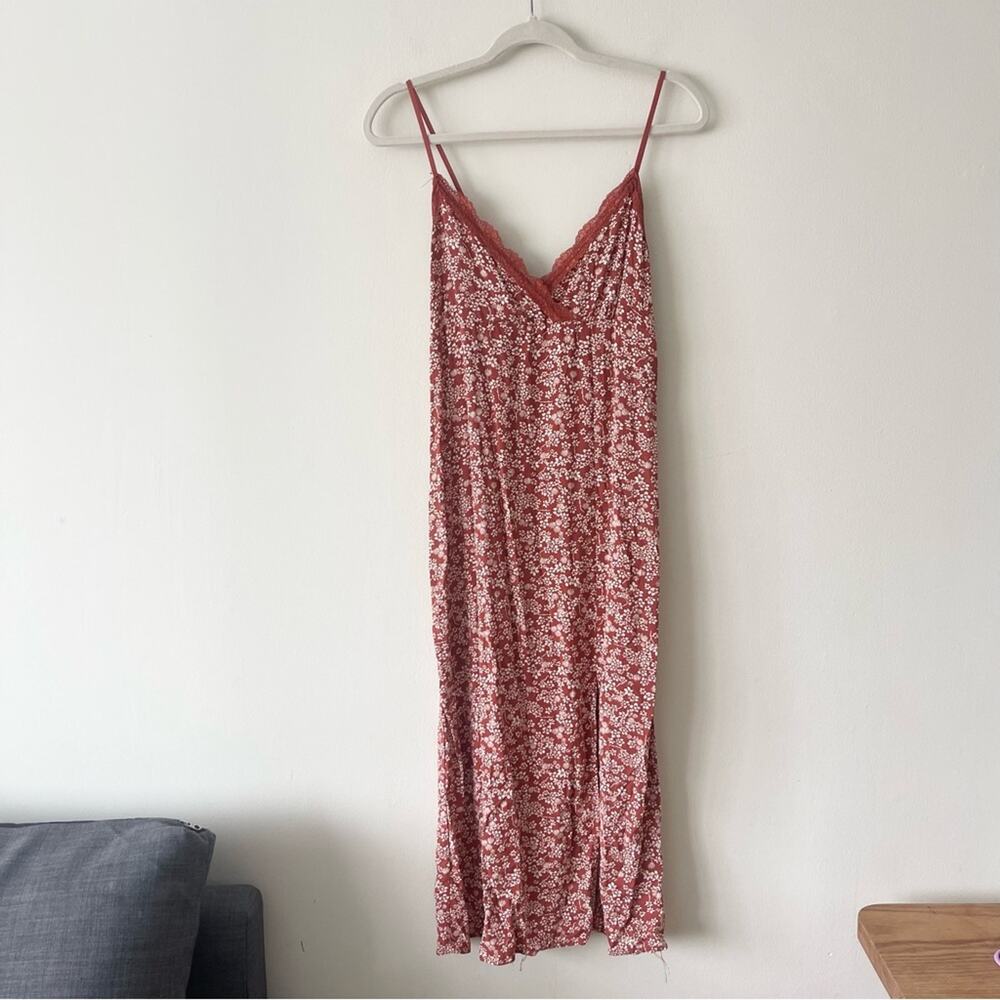 No Boundaries Floral Brown Slip Dress Woman’s size XS Lace Trimmed